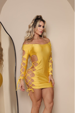 Vestido cruzado Amarelo